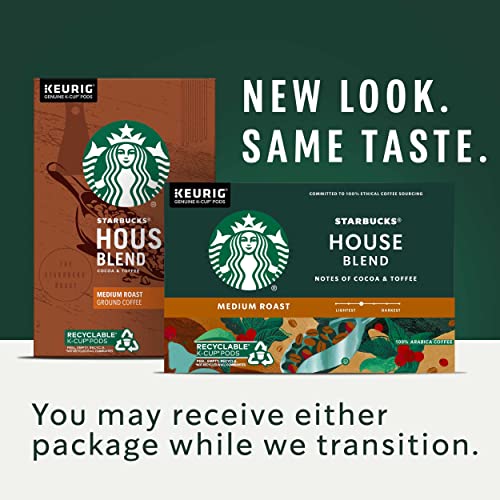 Starbucks K-Cup Coffee Pods—Medium Roast Coffee—House Blend for Keurig Brewers—100% Arabica—6 boxes (60 pods total)