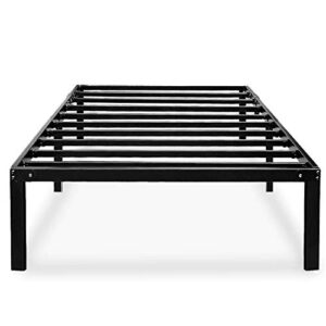 haageep black twin metal bed frame no boxspring needed 14 inch beds frames with storage for kids girls boys, at