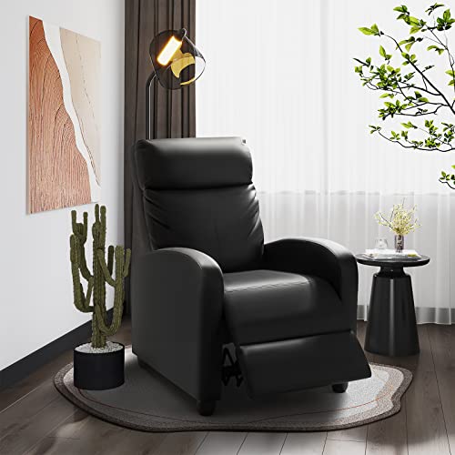 Homall Recliner Chair Padded Seat Pu Leather for Living Room Single Sofa Recliner Modern Recliner Seat Club Chair Home Theater Seating (Black)