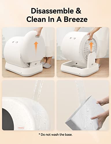 MeoWant Self-Cleaning Cat Litter Box, Integrated Safety Protection Automatic Cat Litter Box for Multi Cats, Extra Large/Odor Isolation/APP Control Smart Cat Litter Box with Mat & Liner