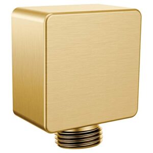 moen a721bg collection square drop ell handheld shower wall connector, brushed gold
