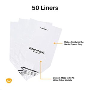 Litter-Robot Waste Drawer Liners by Whisker, 50 Pack - Litter Box Liner Bags, Custom Fit for Litter-Robot, 9-11 Gallons of Capacity