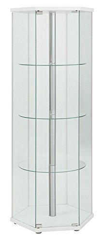 Coaster Home Furnishings Zahavah 4-shelf Hexagon Shaped Curio Cabinet White and Clear