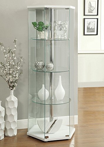 Coaster Home Furnishings Zahavah 4-shelf Hexagon Shaped Curio Cabinet White and Clear