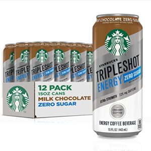 starbucks tripleshot energy extra strength espresso coffee beverage, milk chocolate, zero sugar, 225mg caffeine, 15oz cans (12 pack)