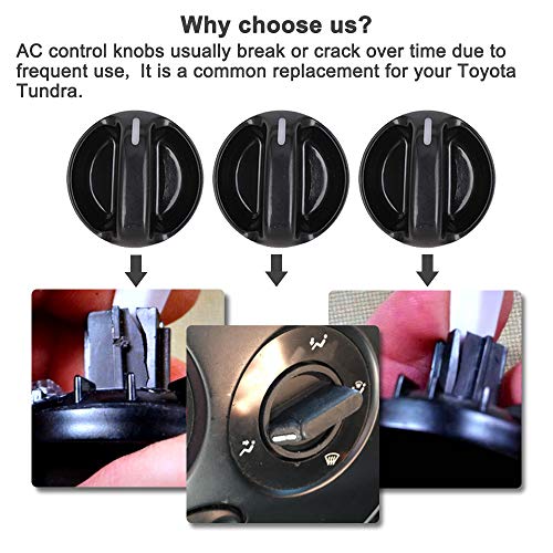 AC Heater Blower Fan Control Knob Replacement for 2000-2006 Toyota Tundra Replaces# 55905-0C010, 559050C010 Set of 3