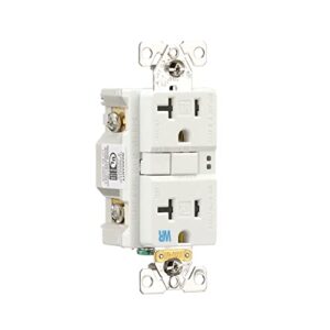 EATON TWRSGF20W Arrow Hart Tamper and Weather Resistant Duplex Gfci Receptacle, 125 Vac, 20 A, 2 Pole, 3 Wire, White