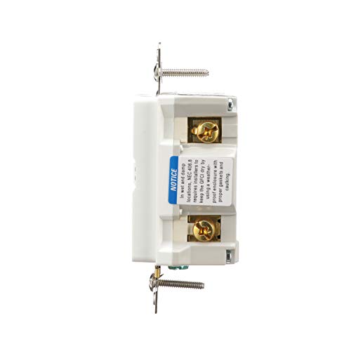 EATON TWRSGF20W Arrow Hart Tamper and Weather Resistant Duplex Gfci Receptacle, 125 Vac, 20 A, 2 Pole, 3 Wire, White