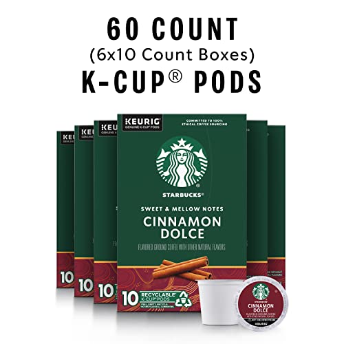 Starbucks K-Cup Coffee Pods—Cinnamon Dolce Flavored Coffee for Keurig Brewers—Naturally Flavored—100% Arabica—6 boxes (60 pods total)