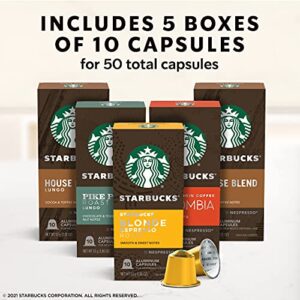 Starbucks by Nespresso Mild Variety Pack Coffee (50-count single serve capsules, compatible with Nespresso Original Line System)