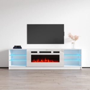 boston wh01 electric fireplace modern 79″ tv stand