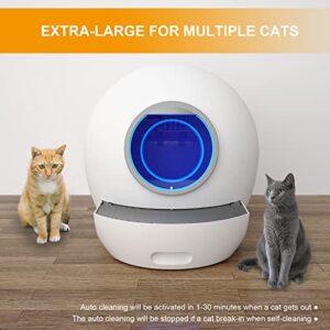 Hillpig Self-Cleaning Cat Litter Box: Extra Large Automatic Cat Litter Box with APP Control & Safe Alert & Smart Health Monitor for Multiple Cats [2023 Newest Version]