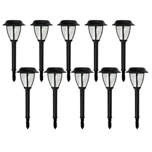 solar powered black outdoor integrated led 3000k warm white landscape path light (10-pack)