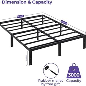 GreenForest Queen Bed Frame Quick Lock Heavy Duty Metal Platform Bed Mattress Foundation, No Box Spring Needed, Black