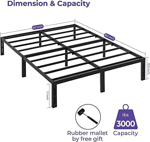 GreenForest Queen Bed Frame Quick Lock Heavy Duty Metal Platform Bed Mattress Foundation, No Box Spring Needed, Black