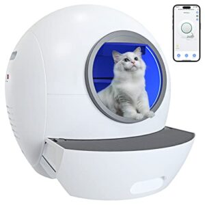 kungfupet self-cleaning cat litter box, automatic cat litter box app control smart large litter box for multiple cats safety protection odor removal [upgrade version]