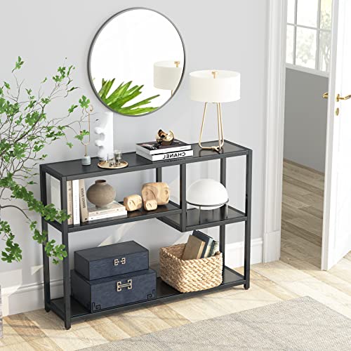 Tribesigns Console Table, Small Black Entryway Table with Storage Shelves, 43 Inch Vintage Entrance Table Behind Couch Table for Living Room, Entryway, Hallway, Foyer, TV Stand