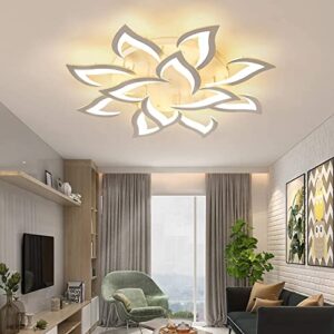 okes modern ceiling light,dimmable led ceiling lamp fixture with remote control,12 acrylic petal flush mount chandelier light for dining room,bedroom,living room,kitchen/3000-6000k