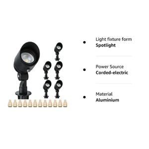 Lumina 4W LED Landscape Lighting Waterproof Landscape Lights Outdoor Low Voltage Spotlights for Walls Trees Flags Light with Warm White MR16 LED Bulb ABS Ground Stake Black SFL0104-BKLED6 (6PK)