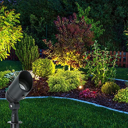 Lumina 4W LED Landscape Lighting Waterproof Landscape Lights Outdoor Low Voltage Spotlights for Walls Trees Flags Light with Warm White MR16 LED Bulb ABS Ground Stake Black SFL0104-BKLED6 (6PK)