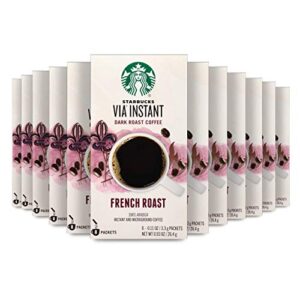 Starbucks VIA Instant Coffee Dark Roast Packets — French Roast — 100% Arabica - 8 Count (Pack of 12) - Packaging may vary