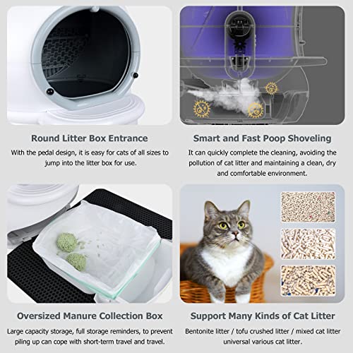 Self-Cleaning Cat Litter Box,Automatic Litter Box for Multiple of Cats，One-Touch Intelligent Safety cat Litter Box Easy to Clean.