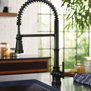 Moen Paterson Matte Black One-Handle Spring Pulldown Kitchen Faucet with Power Boost for a Faster Clean, Kitchen Faucet with Pull Down Sprayer for Bar, RV, S72103BL