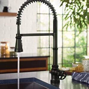 Moen Paterson Matte Black One-Handle Spring Pulldown Kitchen Faucet with Power Boost for a Faster Clean, Kitchen Faucet with Pull Down Sprayer for Bar, RV, S72103BL