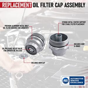 Engine Oil Filter Cap Assembly - Replaces 15620-31060, 917-016, 15643-31050, 1564331050 - Compatible with Toyota, Lexus, Scion Vehicles - 2005-2021 - Avalon, Camry, Highlander, RAV4, Sienna, Venza