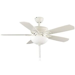 wellston ii 44 in. indoor led matte white dry rated downrod ceiling fan with light kit and 5 reversible blades