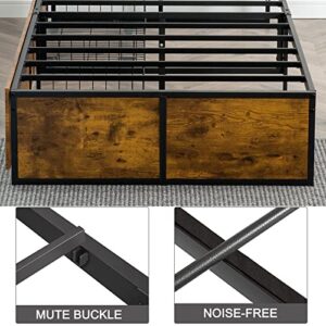 GAZHOME Twin XL Bed Frame with 2 XL Storage Drawers, Metal Platform Bed Frame with Footboard, 9 Strong Metal Slat Support/No Box Spring Needed/Easy Assembly/Space Saving
