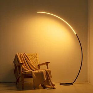 Arc Floor Lamp, 67" Tall Black LED Modern Standing Floor Lamp with Remote Control, 3 Color Temperature & Stepless Dimmable Brightness, Arched Bright Floor Lamp for living Room, Bedroom, office, home