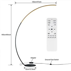 Arc Floor Lamp, 67" Tall Black LED Modern Standing Floor Lamp with Remote Control, 3 Color Temperature & Stepless Dimmable Brightness, Arched Bright Floor Lamp for living Room, Bedroom, office, home