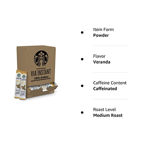 Starbucks VIA Instant Coffee Blonde Roast Packets — Veranda Blend, 50 Count (Pack of 1)