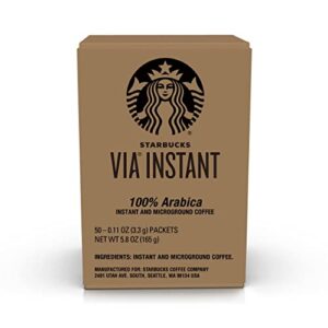 Starbucks VIA Instant Coffee Blonde Roast Packets — Veranda Blend, 50 Count (Pack of 1)