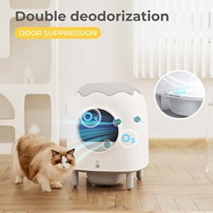 ABRCT Automatic Cat Litter Box, APP Remote Control Self Cleaning Cat Litter Box, Alerts, Odor Suppression, Disassembly for Multiple Cats Family