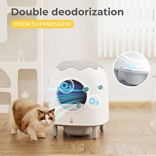 ABRCT Automatic Cat Litter Box, APP Remote Control Self Cleaning Cat Litter Box, Alerts, Odor Suppression, Disassembly for Multiple Cats Family