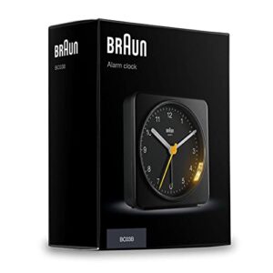 Braun Classic Triple Black Analogue Alarm Clock Home Gift Bundle with Snooze and Light, Quiet Quartz Movement, Crescendo Beep Alarm in Black, Model BC12B, BC02XB, BC03B (3 Pack)