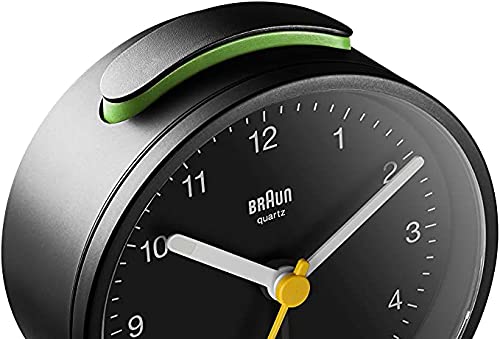 Braun Classic Triple Black Analogue Alarm Clock Home Gift Bundle with Snooze and Light, Quiet Quartz Movement, Crescendo Beep Alarm in Black, Model BC12B, BC02XB, BC03B (3 Pack)