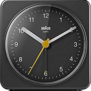 Braun Classic Triple Black Analogue Alarm Clock Home Gift Bundle with Snooze and Light, Quiet Quartz Movement, Crescendo Beep Alarm in Black, Model BC12B, BC02XB, BC03B (3 Pack)