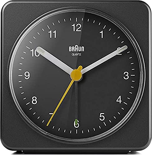 Braun Classic Triple Black Analogue Alarm Clock Home Gift Bundle with Snooze and Light, Quiet Quartz Movement, Crescendo Beep Alarm in Black, Model BC12B, BC02XB, BC03B (3 Pack)