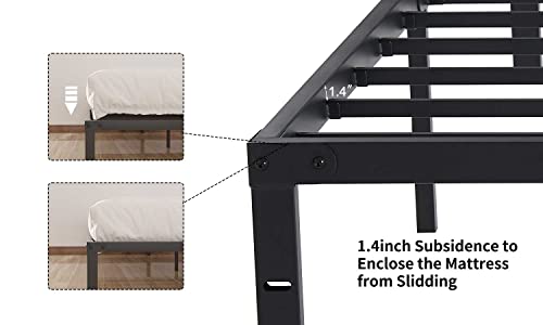 AMOBRO Queen Size Bed Frame Metal 14 Inch Platform Base with Storage Heavy Duty with Steel Slats Easy Assembly Noise Free No Need Box Spring Non-Slip,Black