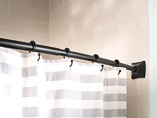 Moen 72-Inch Matte Black Permanent Mount Adjustable Curved Shower Rod, CSR2164BL