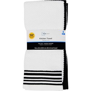 mainstay kitchen towels – set of 4 (black, white)
