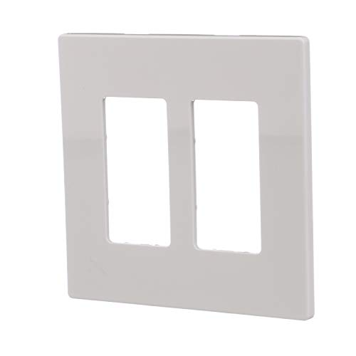 EATON PJS262W Arrow Hart Pjs262 Decorative Screw Less Wall Plate, 2 Gang, 4-1/2 in L X 4.56 in W X 0.08 in T, White