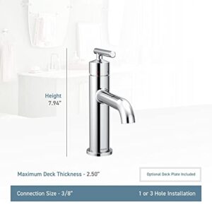 Moen Gibson Matte Black One-Handle Single Hole Modern Bathroom Sink Faucet with Optional Deckplate, Bathroom Faucets for Sink 1-hole Deck Mounted Setup, 6145BL