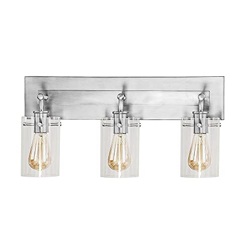 Regan 21 in. 3-Light Brushed Nickel Vanity Light with Clear Glass Shades, DS19268