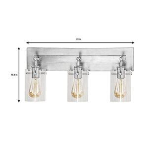 Regan 21 in. 3-Light Brushed Nickel Vanity Light with Clear Glass Shades, DS19268