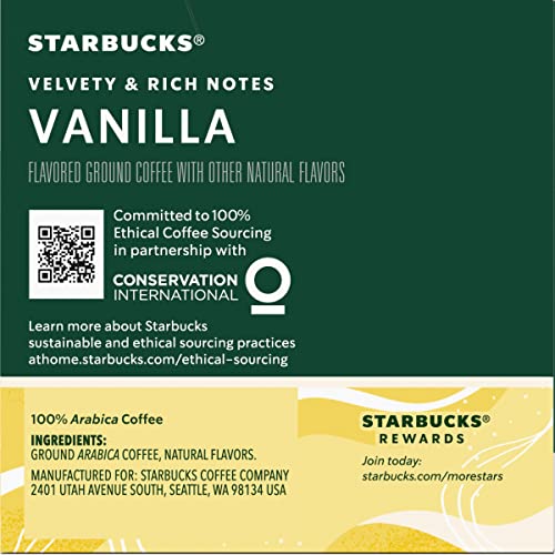 Starbucks Flavored Coffee K-Cup Pods, Vanilla Flavored Coffee, Made without Artificial Flavors, Keurig Genuine K-Cup Pods, 10 CT K-Cups/Box (Pack of 3 Boxes)