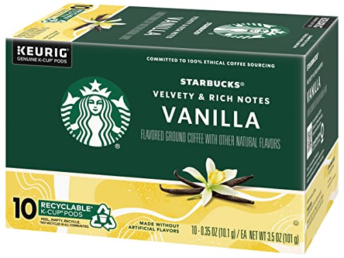 Starbucks Flavored Coffee K-Cup Pods, Vanilla Flavored Coffee, Made without Artificial Flavors, Keurig Genuine K-Cup Pods, 10 CT K-Cups/Box (Pack of 3 Boxes)